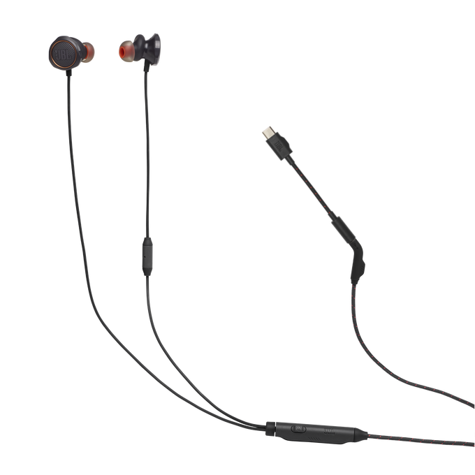 JBL Quantum 50C - Black - Wired in-ear gaming headset with USB-C adapter - Hero image number null